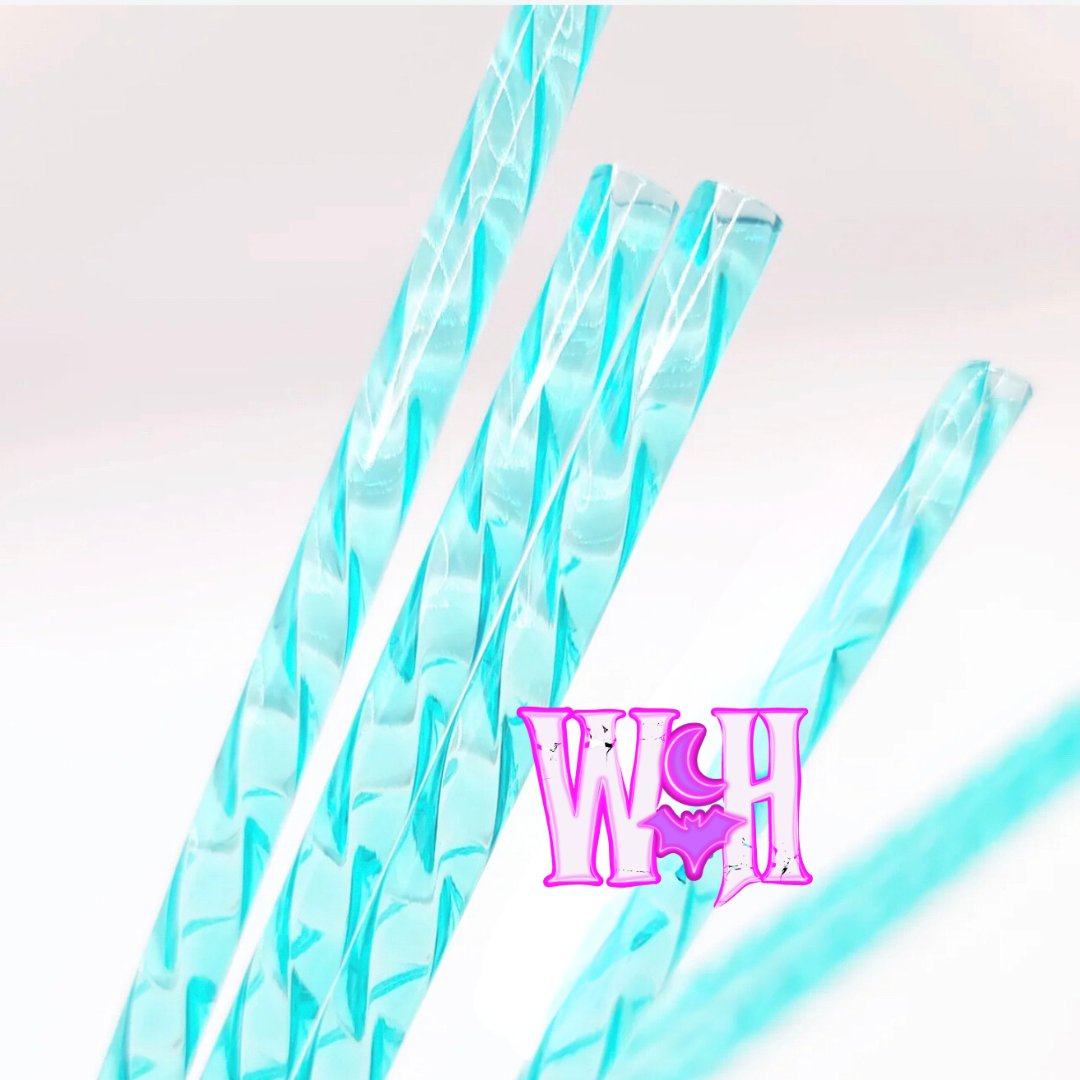 Teal Swirl Straws- 10in