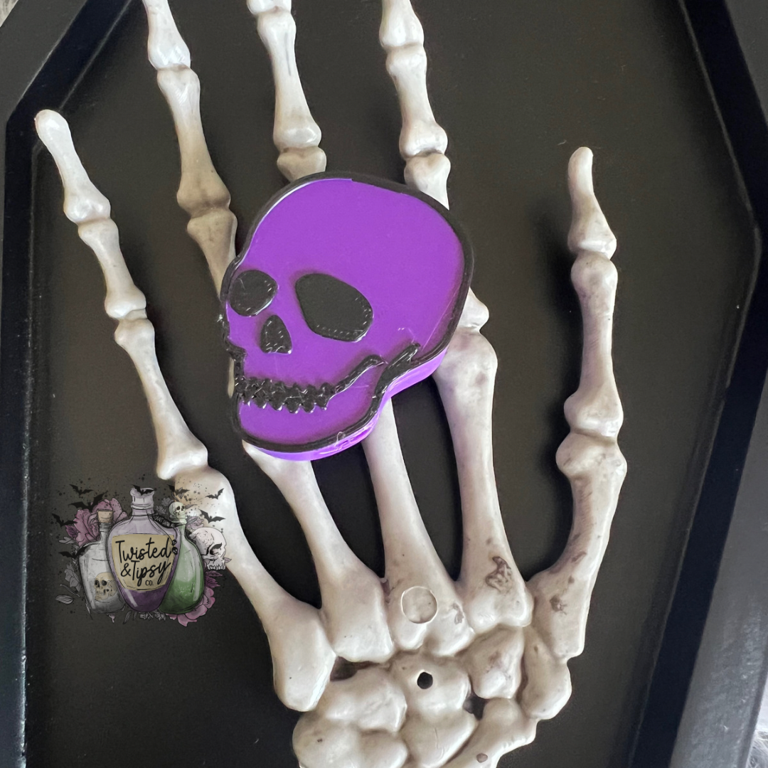 3D purple skellie Straw Topper
