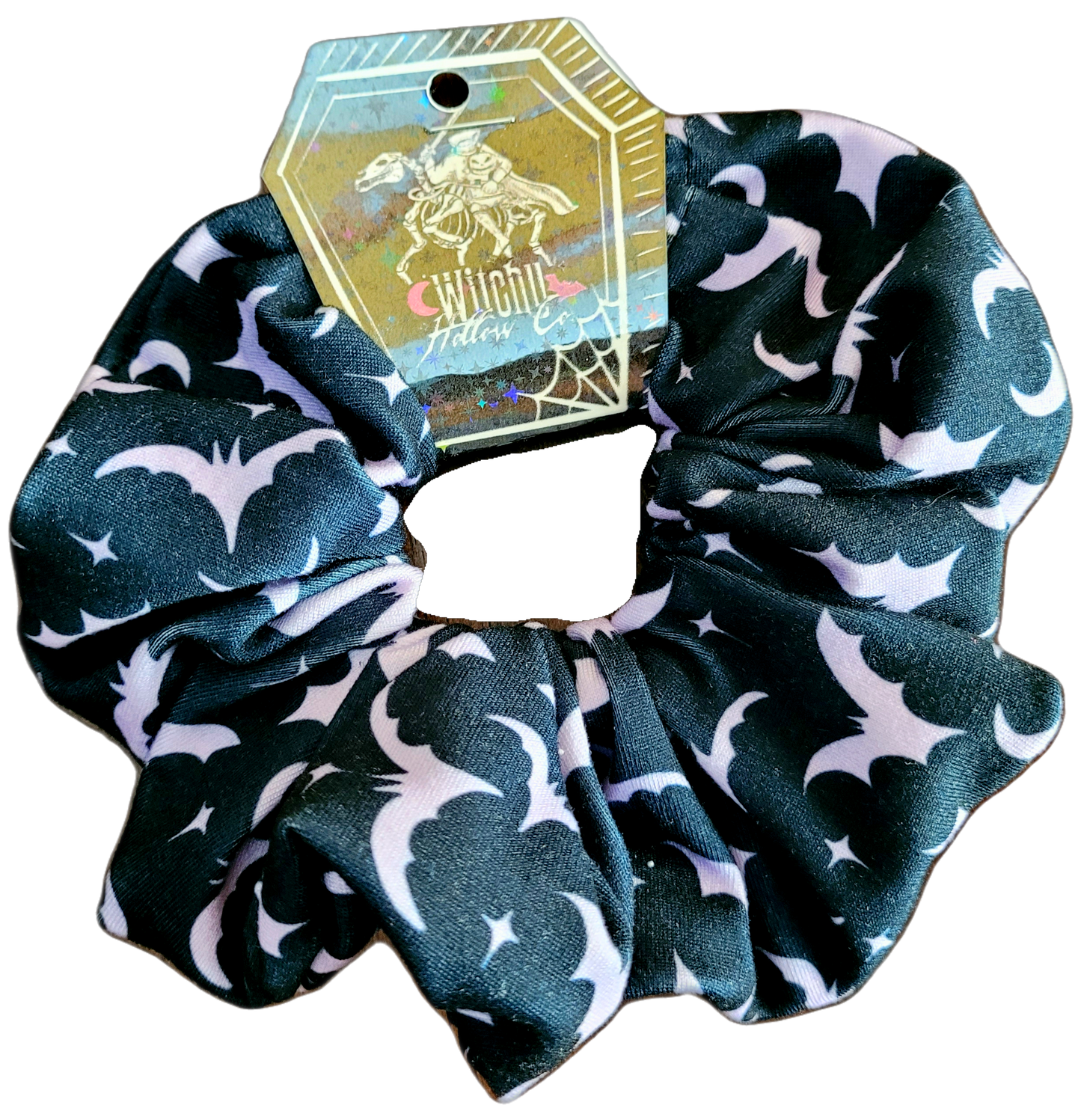 Black with Purple Bats Scrunchies