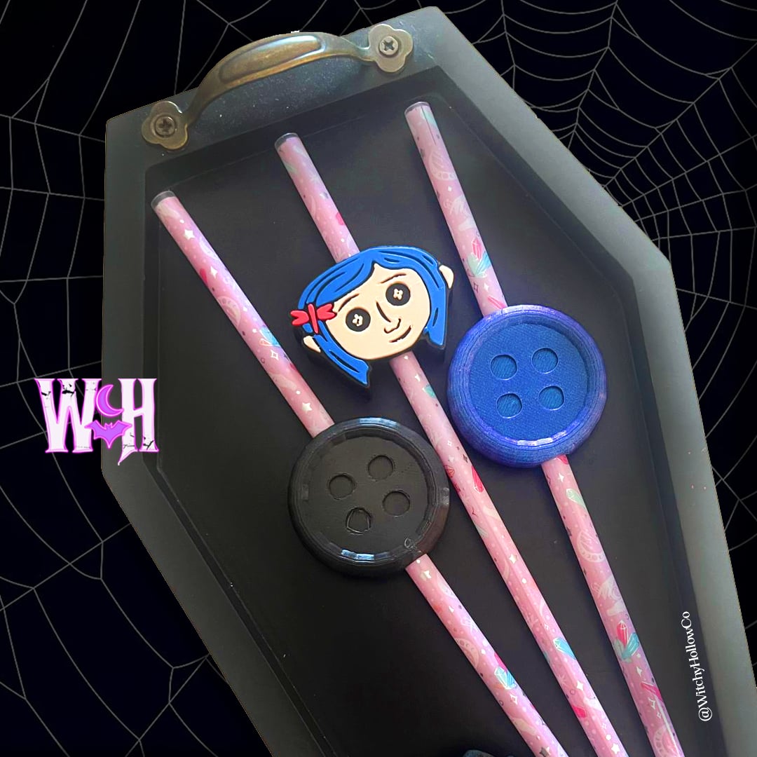 Buttons Straw Toppers