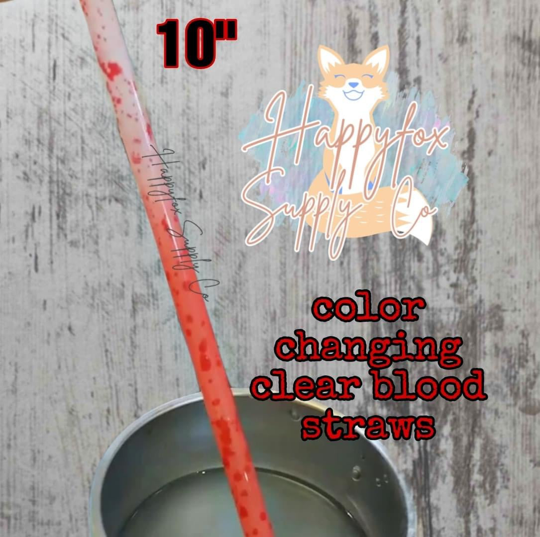 Color changing clear Blood Straws- 10in