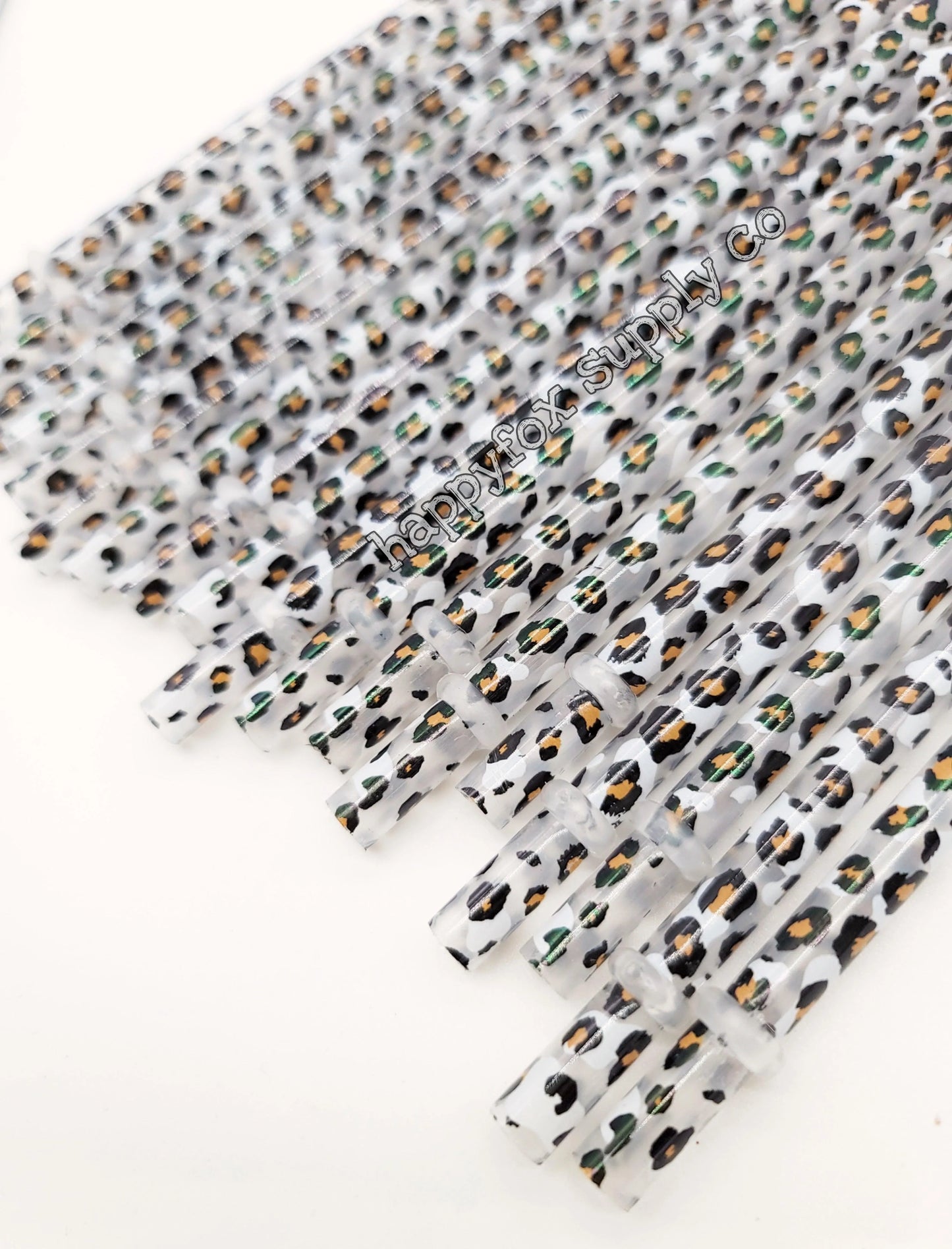 White Leopard Straws- 11in
