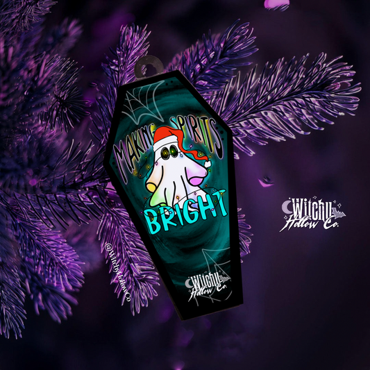 Spirits Bright Coffin Ornament