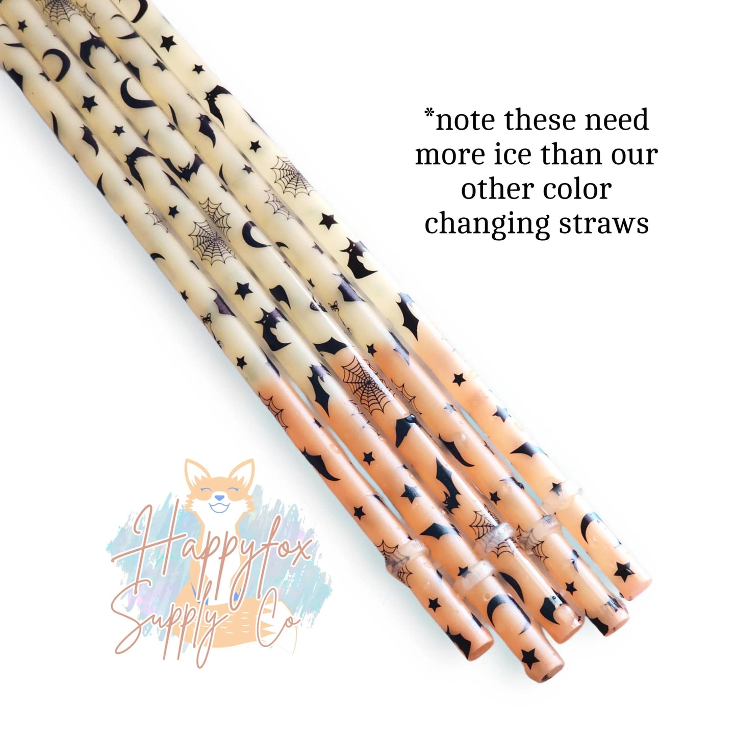 Bats Orange Color Changing Straw