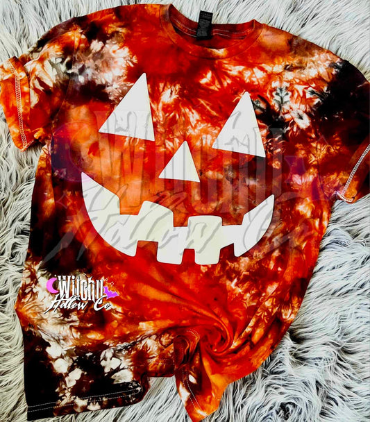 Pumpkin Puff Face Tee- Hand Dyed