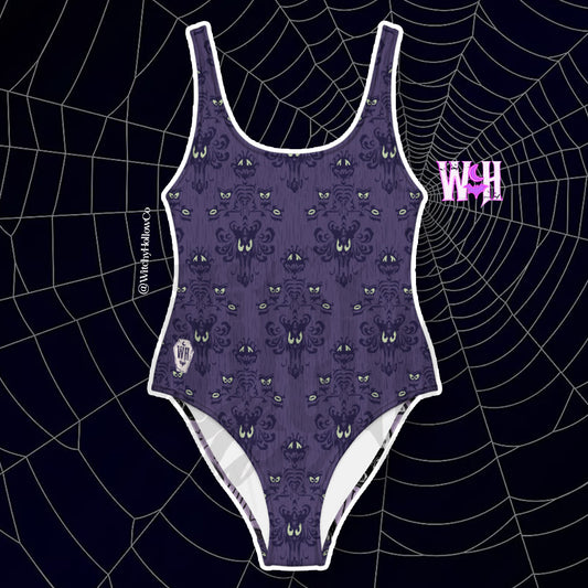 Haunted Manor Purple One Piece Swimsuit