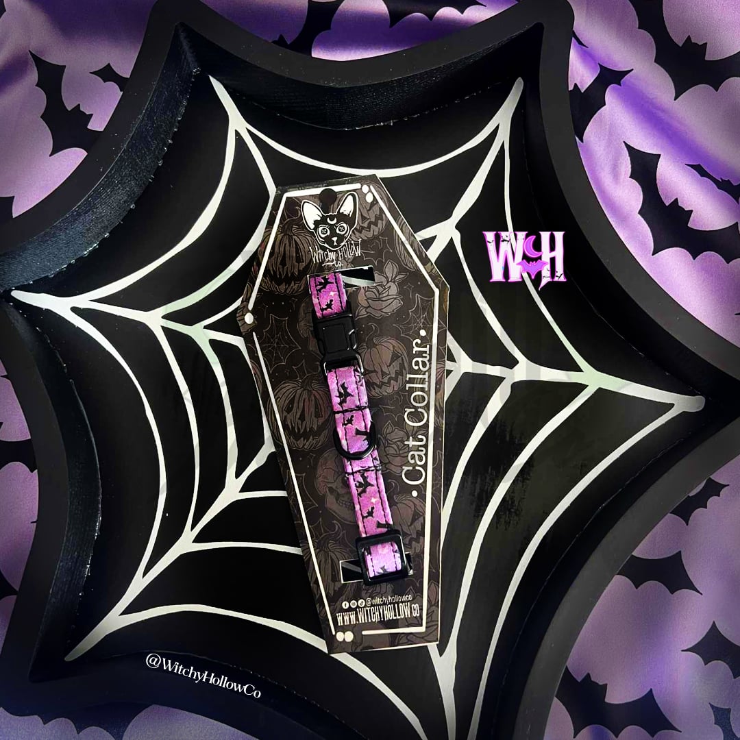 Purple Bats Cat Collar