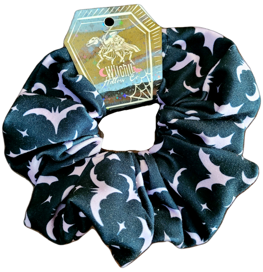 Black with Purple Bats Scrunchies