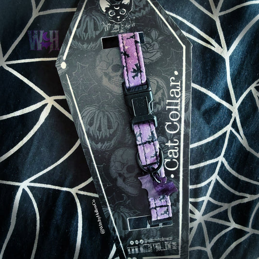 Purple Bats Cat Collar