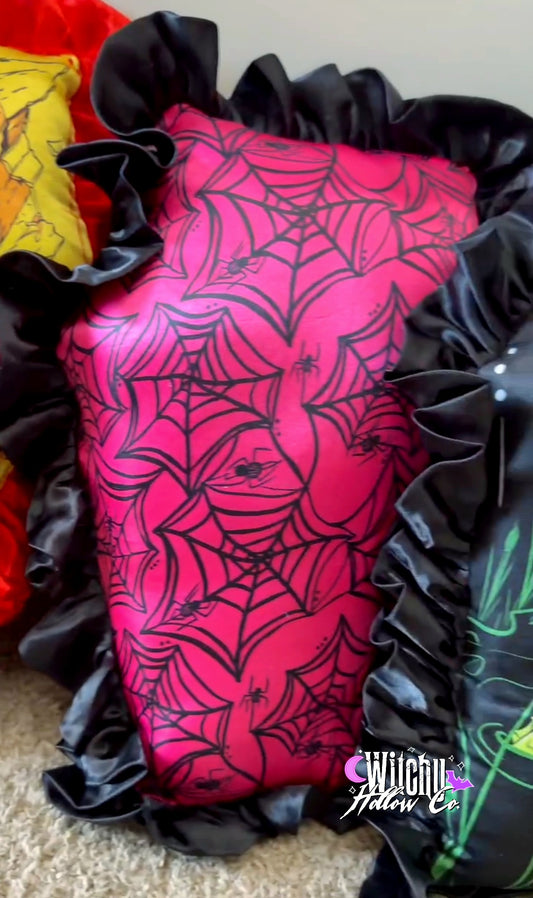 Pink Spiderweb Coffin Pillow