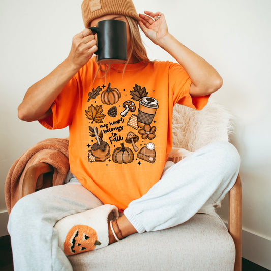 heart belong to fall Tee- Sleepy Saturday