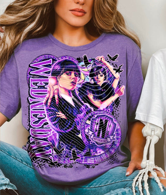 Wednesday purple Tee- Sleepy Saturday