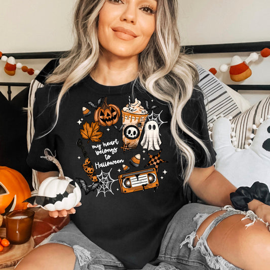 my heart belongs to halloween Tee- Sleepy Saturday