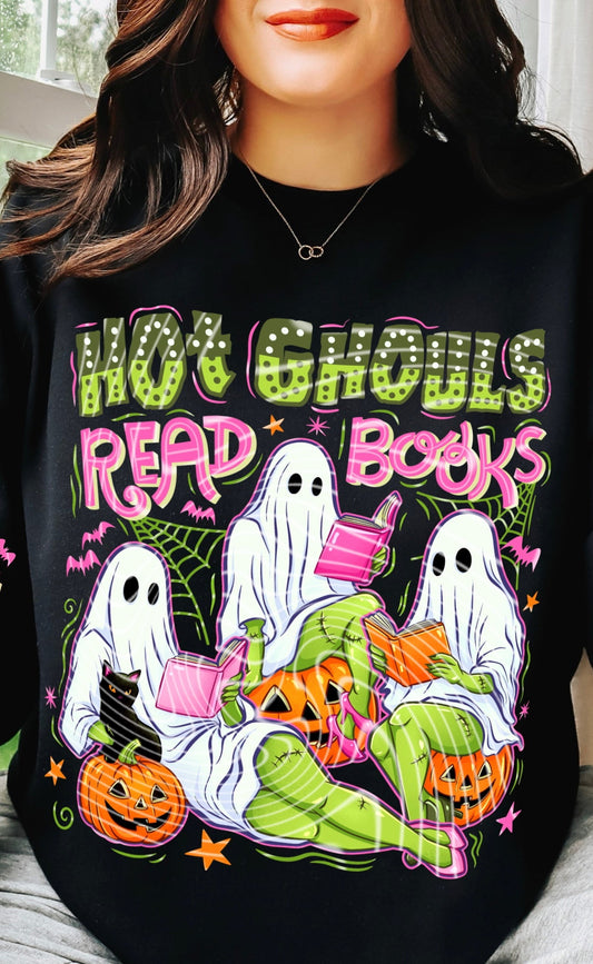 Hot Ghouls read books Tee- Sleepy Saturday