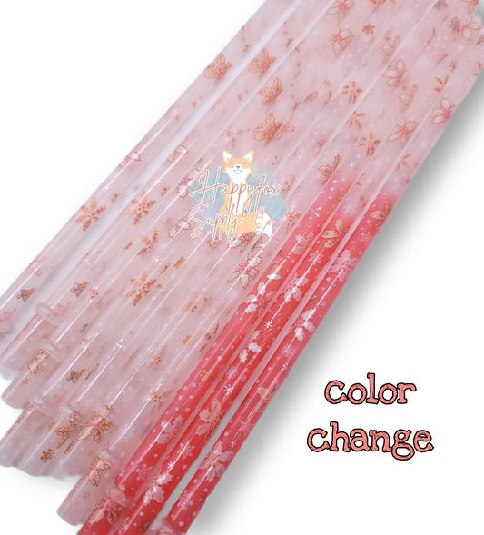 Snowflake Color Change Straws- 10in