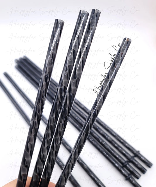 Black Swirl Straws- 10in