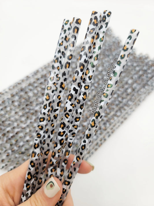 White Leopard Straws- 11in