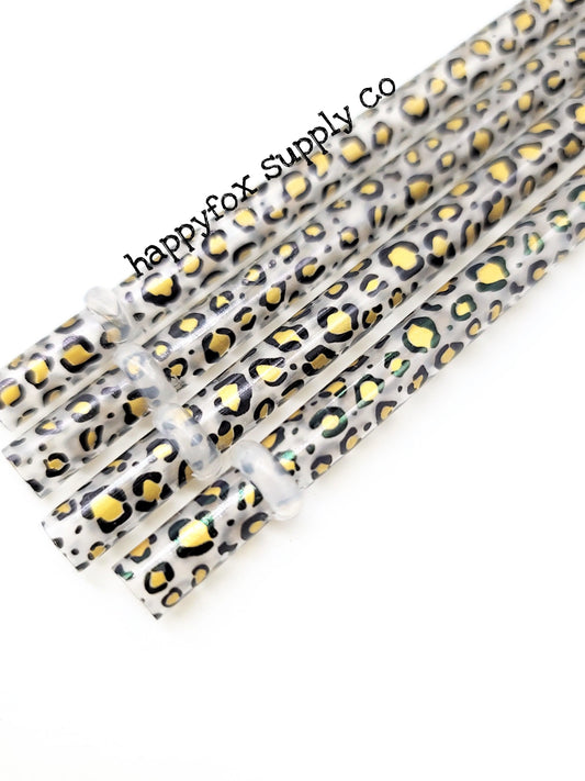 Metallic Leopard Straws- 10ini