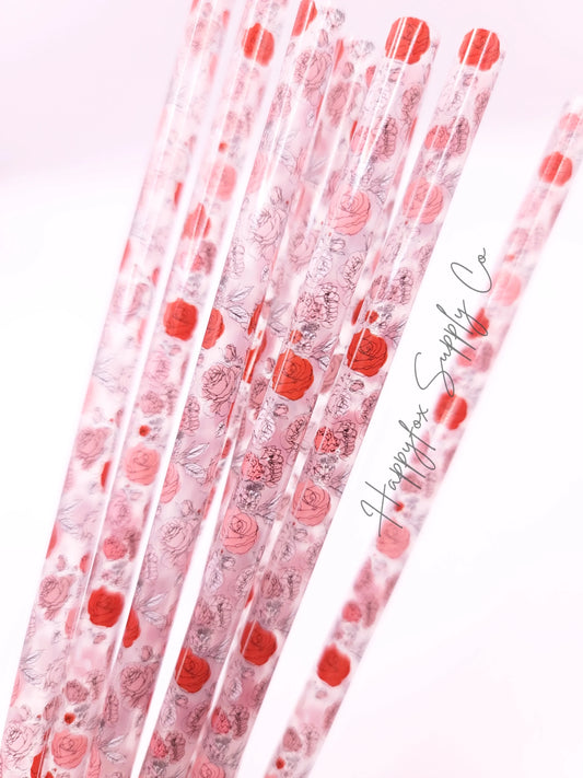 Rose color change Straws- 10in